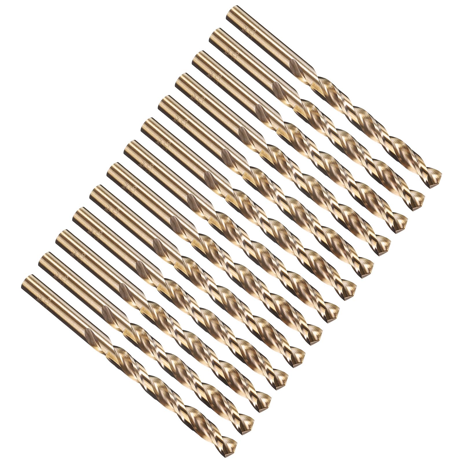 PATIKIL 5/16" Drill Bit, Jobber Straight Shank M35 Cobalt 5% High-Speed Steel 135° Gold Finish for Stainless Steel Hard Metal - 13 Pack