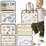 hahaland Montessori Busy Board for Toddlers Boy Toys Birthday Gift - Travel Toys - Dinosaur, Alphabet, Number, Shape, Drawing, Life Skills