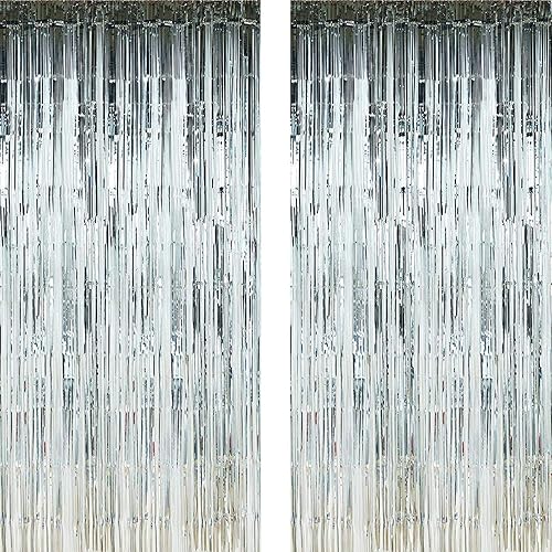 Miniatura 6 de Twinkle Star 2 Pack Photo Booth Backdrop 3FT x 8FT Foil Curtain Tinsel Backdrop Environmental Background Streamers for Birthday Party, Wedding,