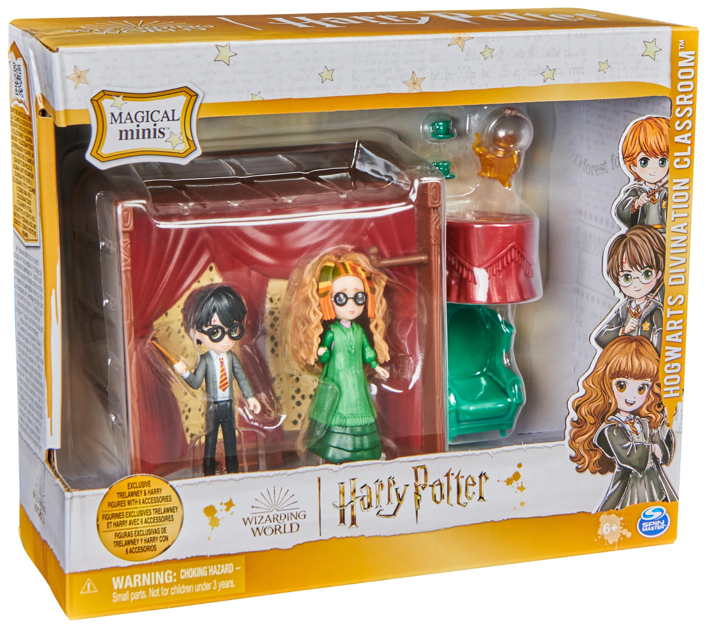 HARRY POTTER - PLAYSET COURS DE DIVINATION MAGICAL MINIS WIZARDING WORLD - Coffret Univers Magique Cours De Divination Avec 2 Figurines Exclusives Et 6 Accessoires - Jouet Enfant 6 ans et +