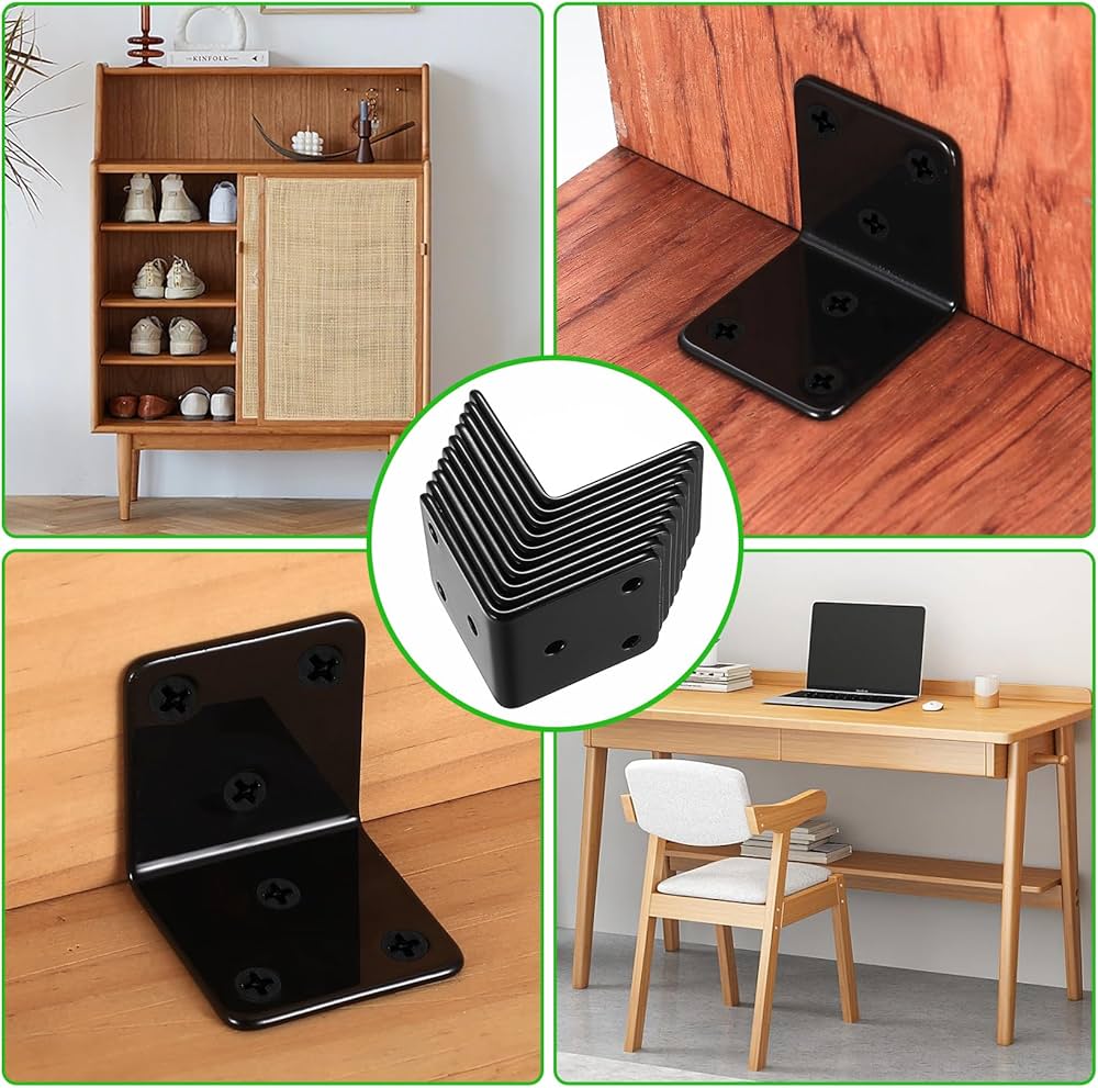 10 Staffe Angolari Regolabili Per Legno - Fissaggio 90 Gradi Per Mobili - Squadrette Con Fori | Giunzione Forte - Foto 11