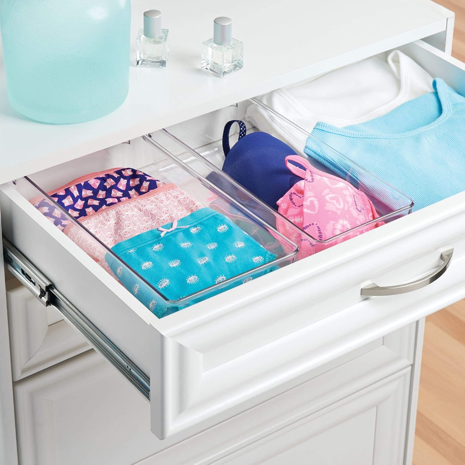 iDesign Linus Plastic Dresser and Vanity Organizer, Storage Bin for Bathroom, Bedroom, Office, Craft Room, Fridge, Freezer, Pantry, 12" x 5" x 3", Clear