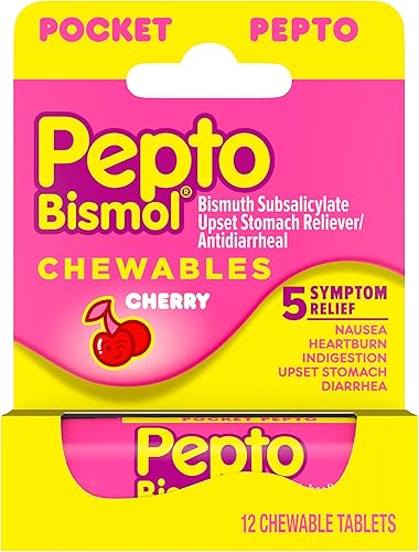 Comprimidos masticables originales 5 Symptom de Pepto-Bismol incluyendo alivio del malestar estomacal y diarrea, NA, 1, 1