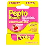 Cherry Chewable Tablets, Pocket To-Go, Upset Stomach Relief, Nausea Relief, Heartburn Relief, Indigestion Relief, Anti Diarrhea Medication for Adults - 5 Symptom Relief, 12 ct