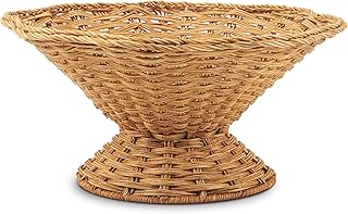 LemonRoad Rattan Fruit Bowl 12.6''x12.6''x6'' Large Round Decorative Kit...