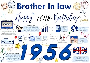 70th Birthday Card For Brother In law 70, Birthday Card For Him, Happy 70th Greetings Card Born In 1956