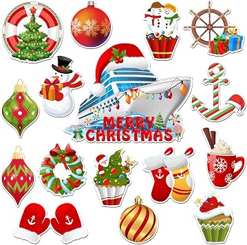 Kanayu 16 Pcs Christmas Cruise Door Magnets Santa Claus Snowman Magnetic