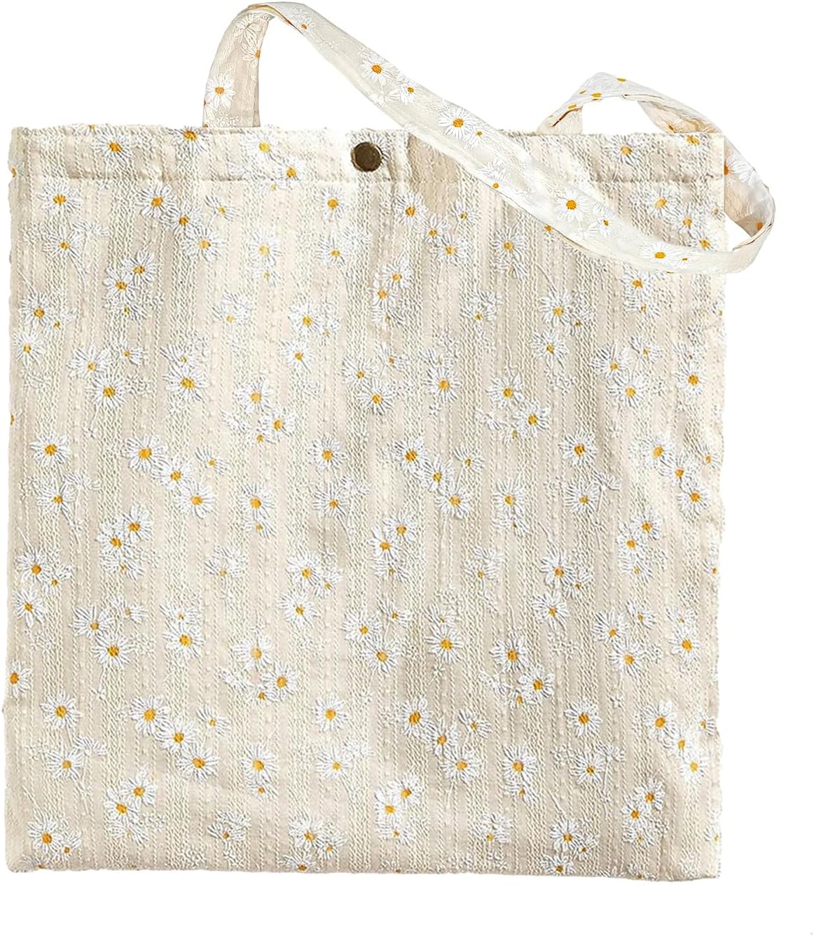 Women’s Floral Embroidered Tote Bag with Pocket flowers embroidery crossbody shoulder bag beach cute handbag canvas