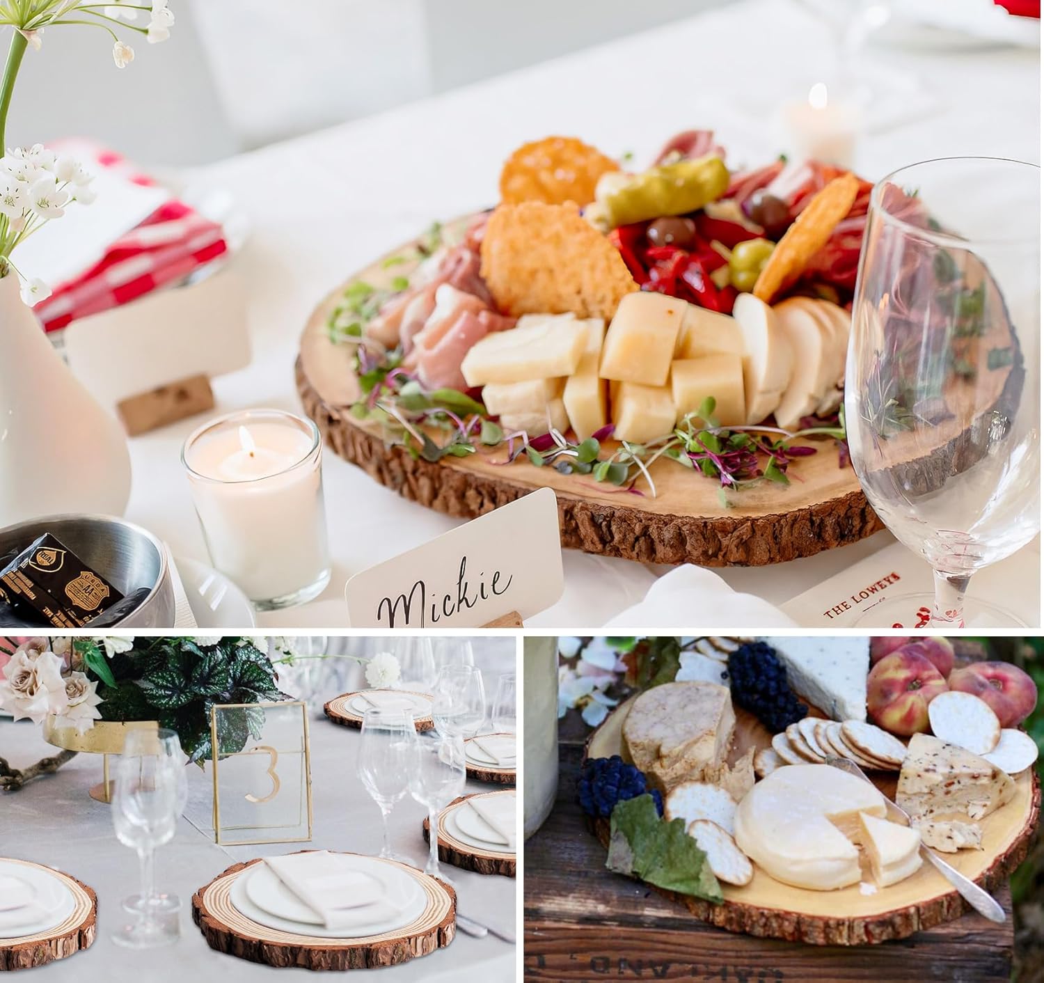 ilauke Wood Slices for Centerpieces, 8 pcs Wood Circles for Centerpieces, 9"-11" Natural Unfinished Wooden for Tables Wedding, Party and Baby Shower Decorations