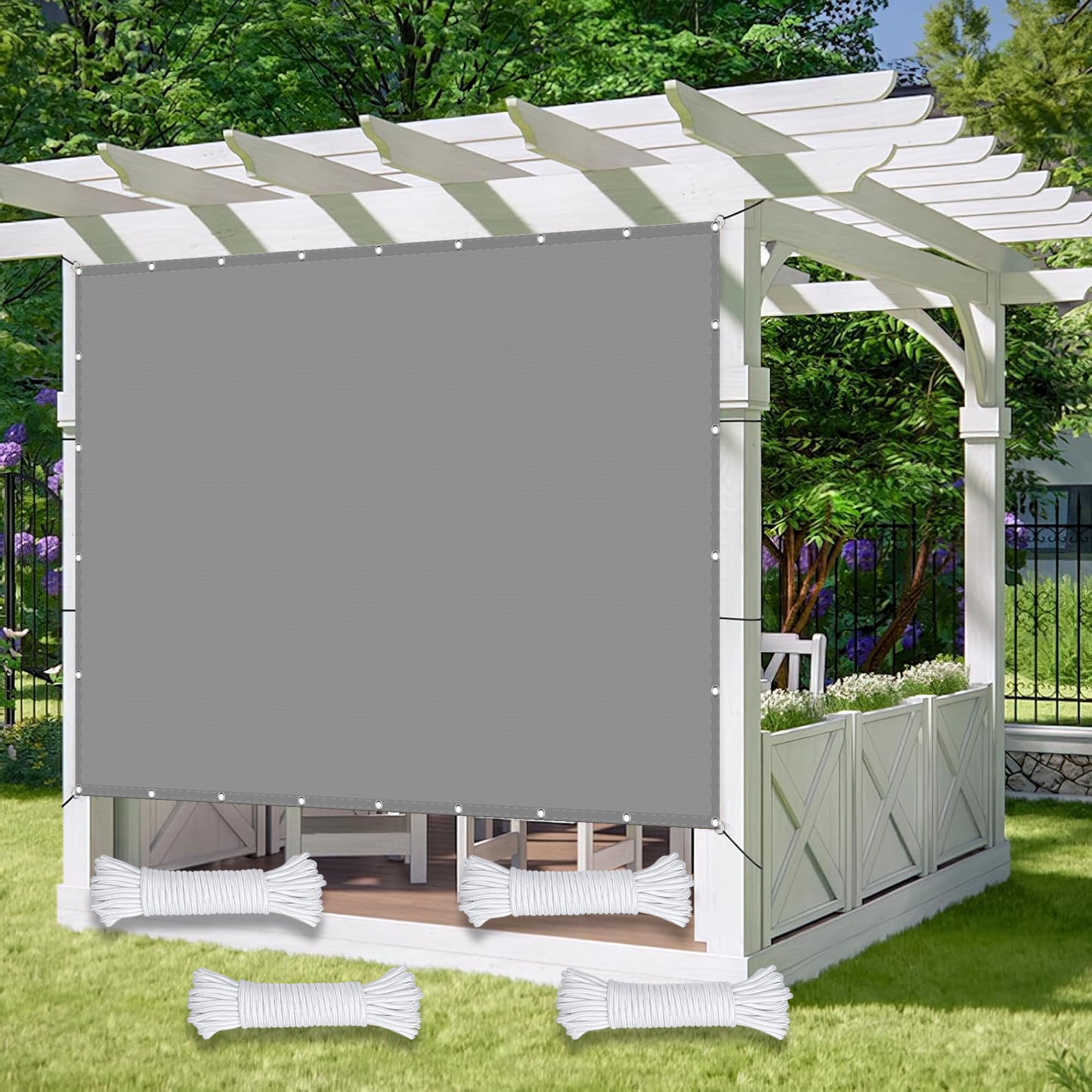 Voile d'ombrage 98% UV toile grise avec œillets pour terrasse