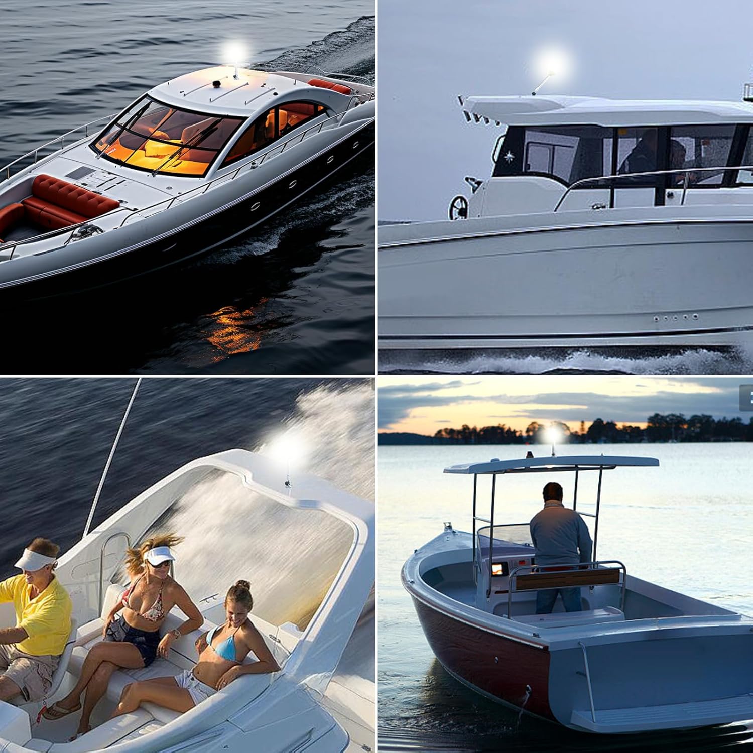 DC12-24V 12 Inch LED Fold Down Boat Anchor Light Stern Light Navigation Lamp Waterproof for Pontoon and Fishing Boat