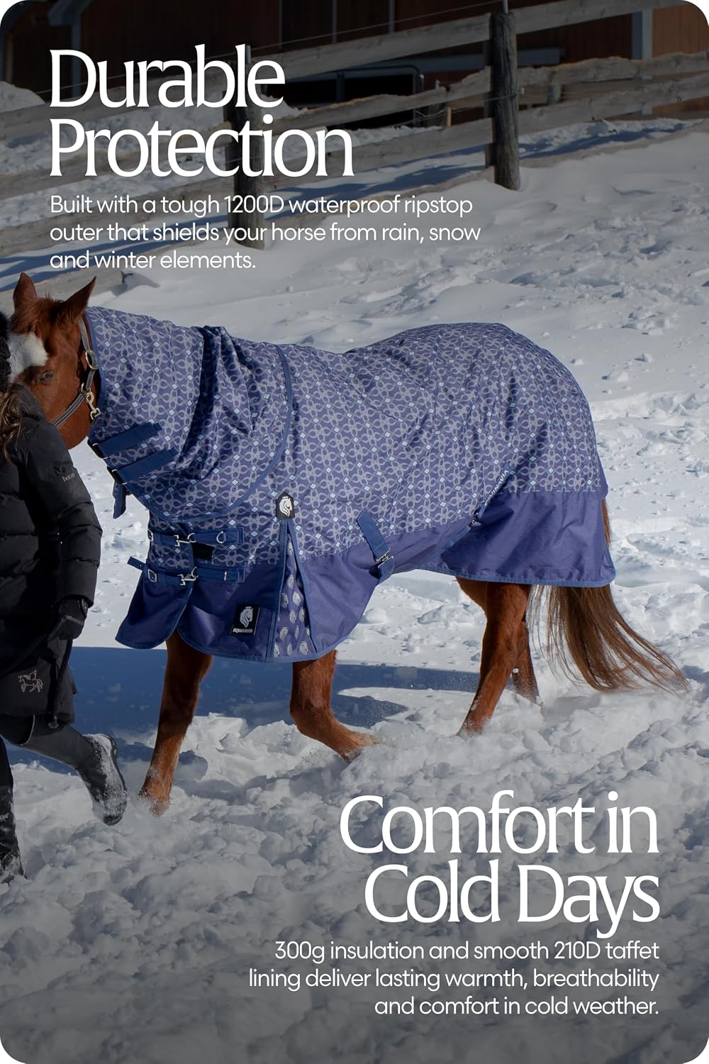 Equinavia Arktis Regular Neck Heavy Turnout Blanket 300g - Skipper Blue - 75 in
