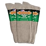 Extra Wide Medical Mid Calf Crew (Pack of 3), Diabetic Socks, Made in USA, for Men and Women (Medium, Tan)