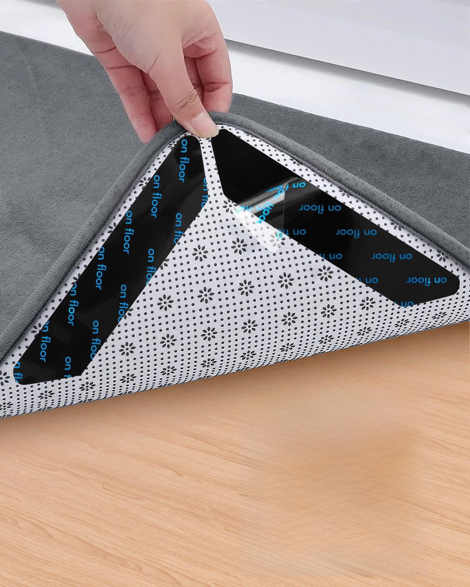 32 PCS Reusable Washable Grippers for Rugs, Highly adhesive and thin，Removable Rug Tape,Double Sided Non-Slip Rug Pads for Hardwood Floors and Carpet
