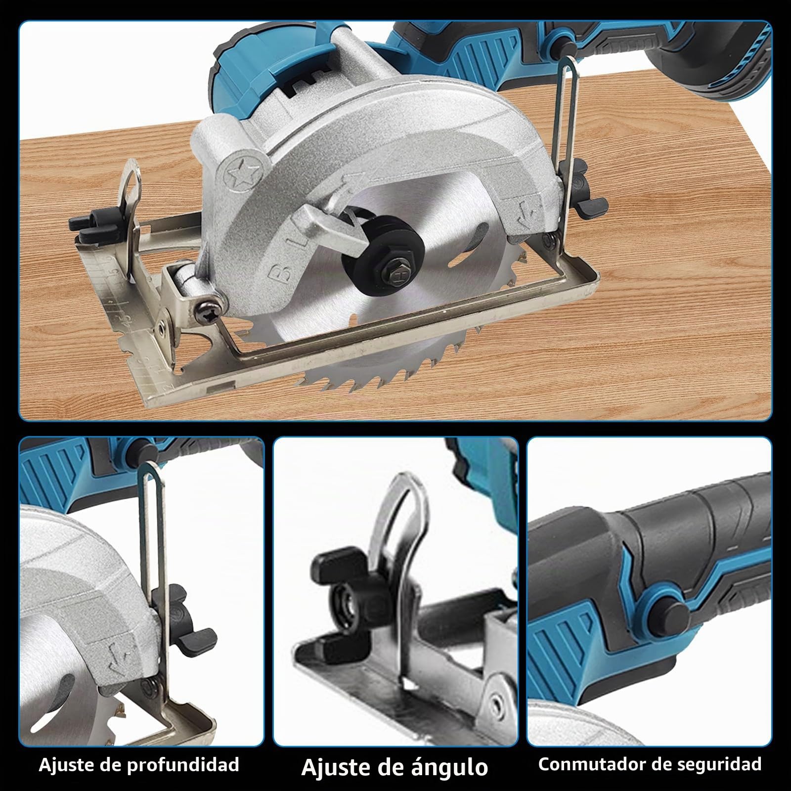 Mini sierra circular Makita 18 V compatible sin escobillas con 2 cuchillas (140 mm), motor de cobre puede 6200 rpm para trabajar la madera, metal (sin batería)
