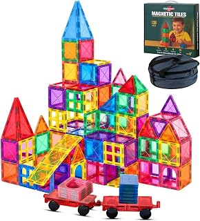 Magnetic Tiles for Kids, 138-Piece Set, Ages 4-8