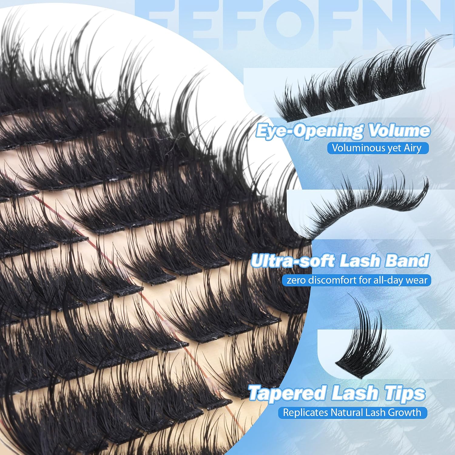 Fox Eye Lash Clusters Wispy Eyelash Clusters Volume Cluster Eyelash Extensions LC Curl Individual Lashes Natural Fluffy Lash Cluster Pre Mapped Eyelash Extension Left and Right Lashes by EEFOFNN image 5