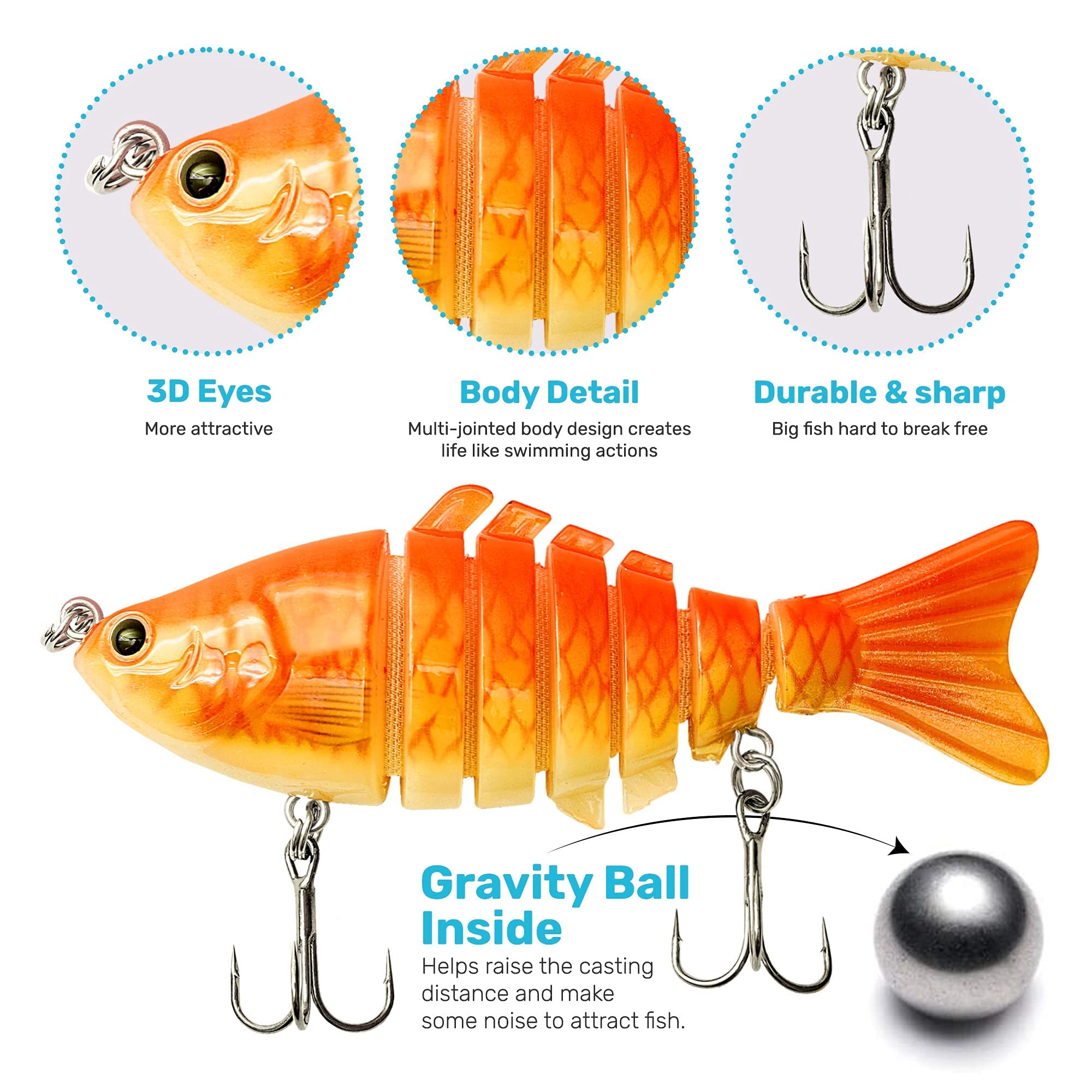 Leurres De Pêche Articulés Notakia 10cm - Pour Bar, Truite, Brochet, Eau Douce Et Salée, Avec Hochets