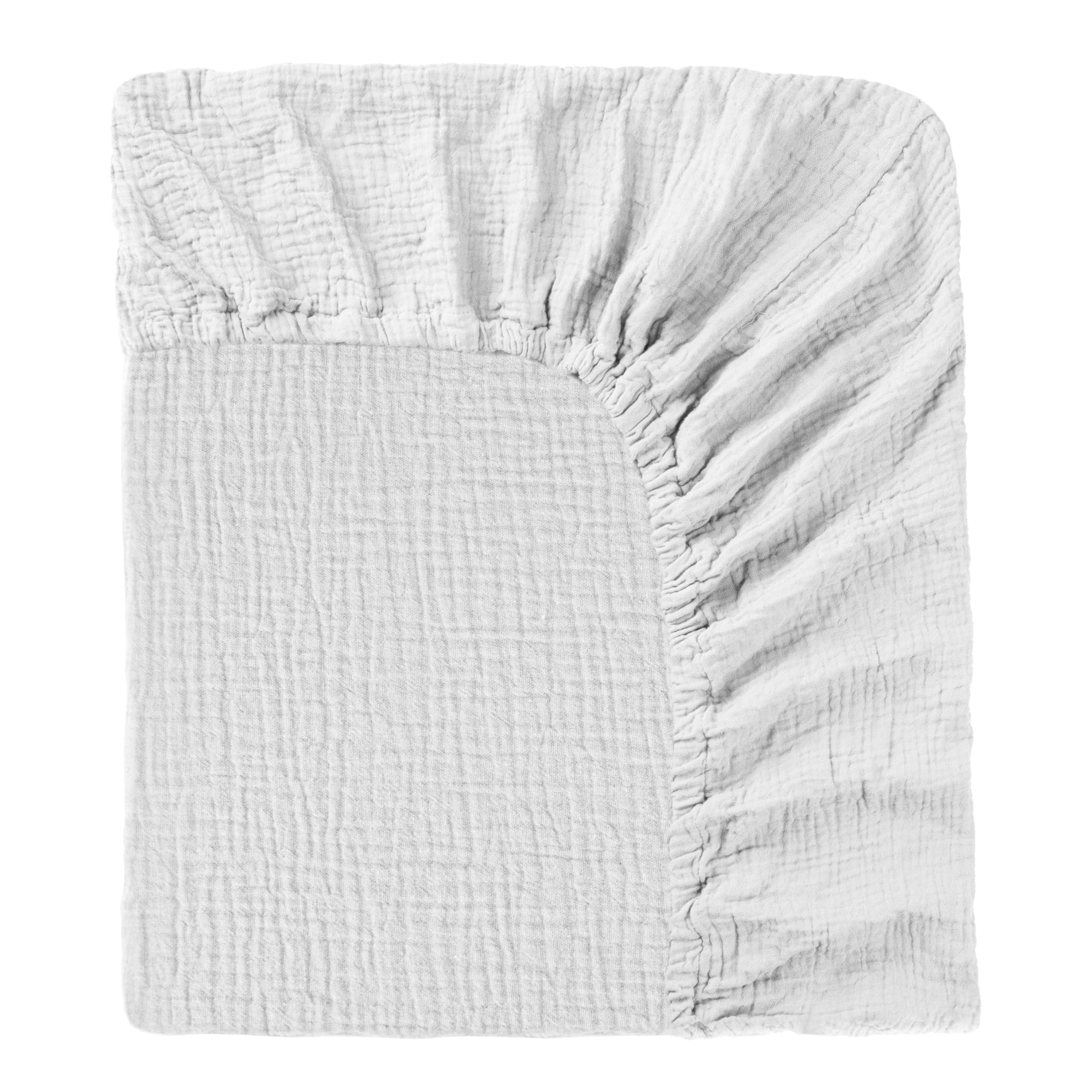 Fitted Sheet for Baby Cot 60 x 120 cm - 100% Cotton Muslin Baby Fitted Sheet with Elasticated Edge, Soft and Breathable Baby Bed Sheet for Cot Cot Bed Side Cot (White, 60 x 120 cm)