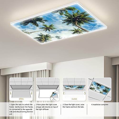 Miniatura 5 de Cubiertas de luz fluorescente para la oficina del aula, filtros de luz LED de 2 x 4 pies, eliminan el deslumbramiento y la fatiga ocular, cubiertas