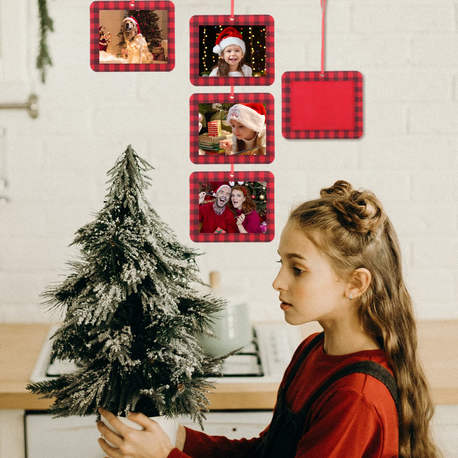 Abaodam 36piezas Adornos De Navidad De Fieltro Forma De Marco De Fotos Colgantes Decorativos Para Fotos Navideñas Para Fiestas y Decoraciones Del Hogar