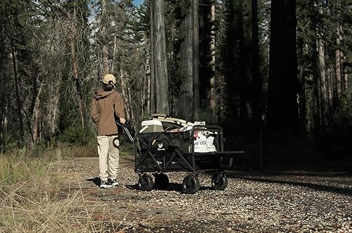 Miniatura 2 de Carro plegable de dos pisos con portón trasero, carro plegable resistente con ruedas grandes todo terreno, vagón de playa para camping, deportes,