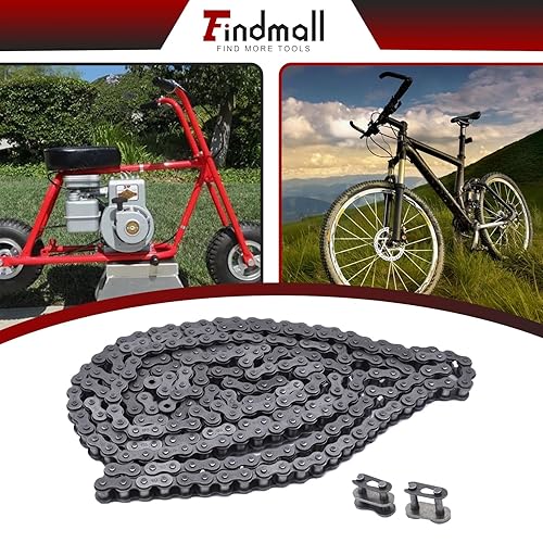 Vista 13 de Cadena de rodillos n.º 35 de 10 pies con 2 eslabones de conexión para Go Kart Mini Bike