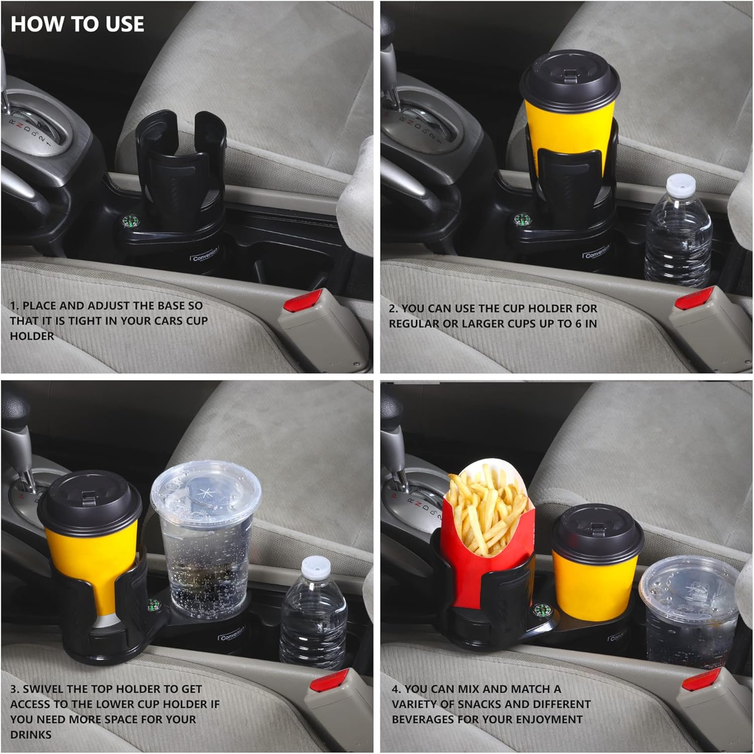 Buy Convenian Dual Car Cup Holder Expander, 2 in 1 Multifunctional