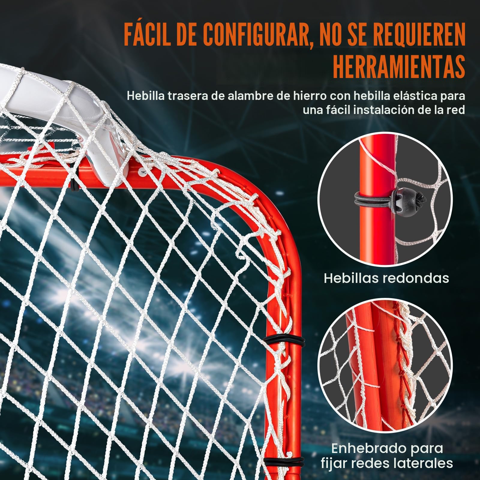 VEVOR Portería de Hockey con Protectores de Pelotas y Dianas Kit de Portero de Hockey 310x183 cm Juego de Entrenamiento de Hockey Profesional de Acero Portátil fácil Montaje, Interior y Exterior