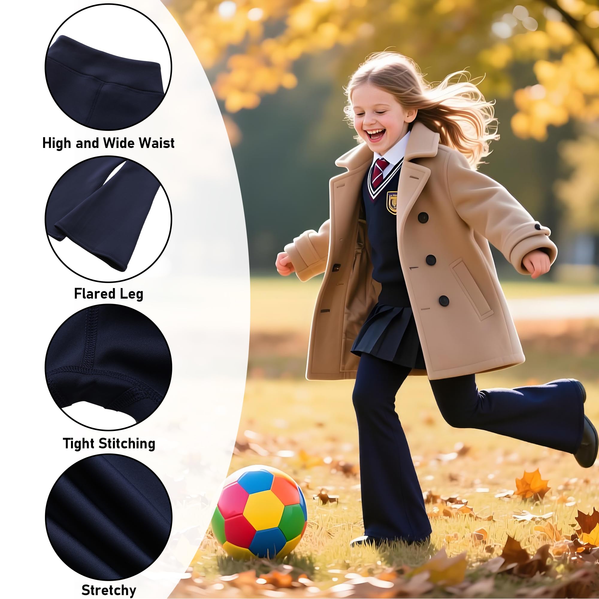 Dziewczęce legginsy z podszewką polarową, miękkie termiczne legginsy dzwony, wysoka talia elastyczne spodnie na co dzień spodnie Bootcut legginsy dziecięce odzież sportowa 5-12 lat