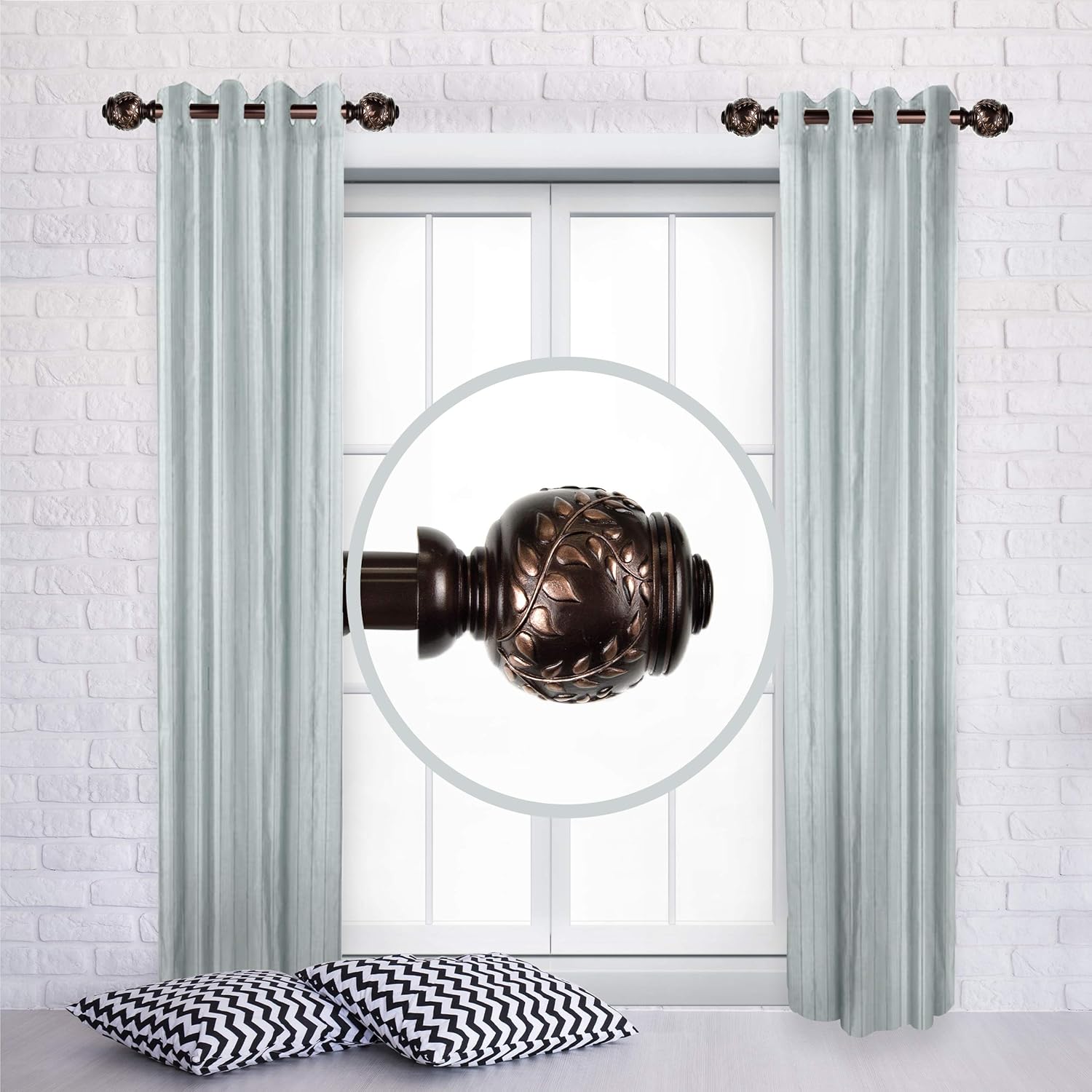 A&F Rod Decor - Twig 1" Side Curtain Rod 12-20 inch (Set of 2) - Satin Nickel