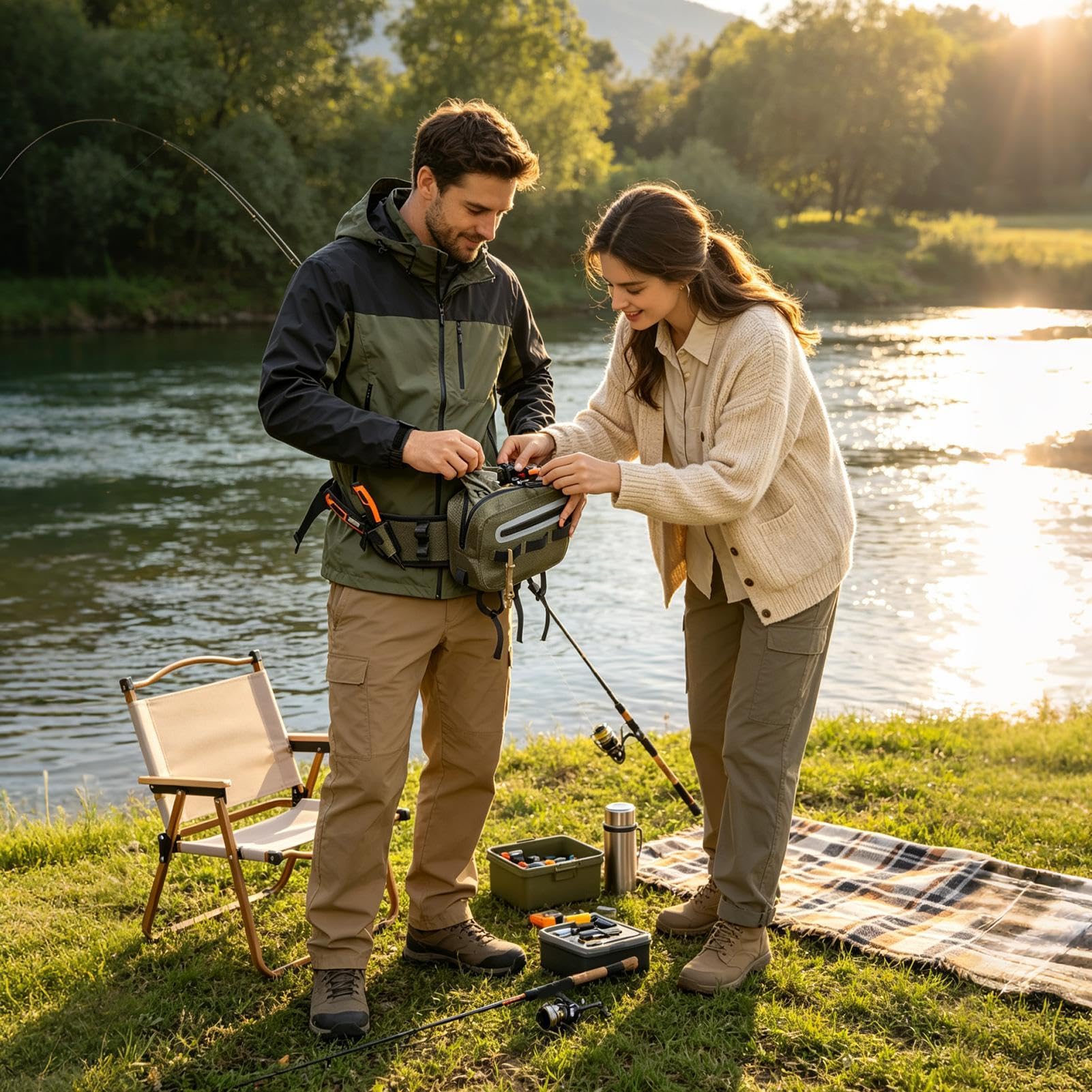impermeabile per pesca a mosca, Verde militare, Vedere descrizione