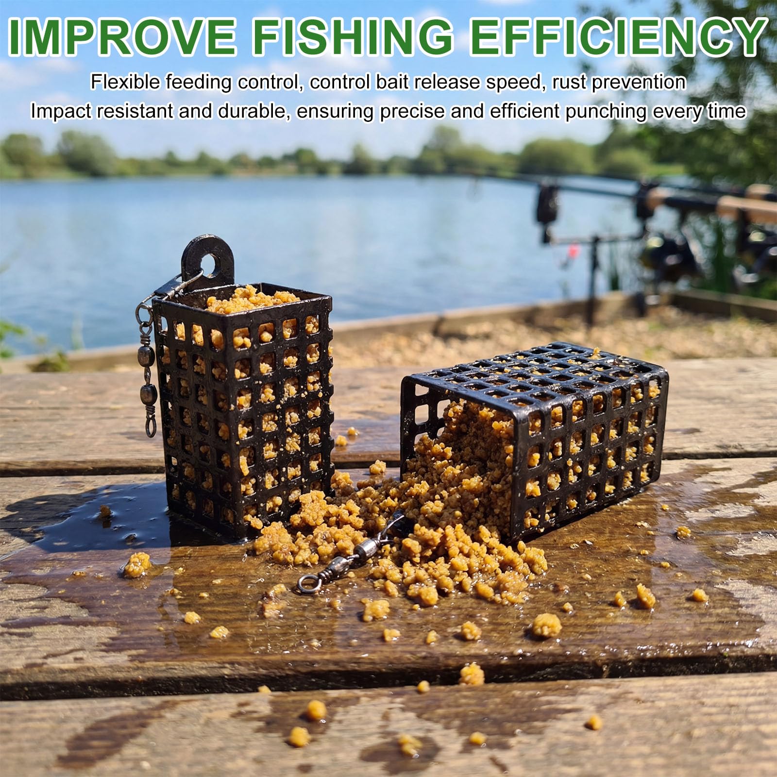 Cage Feeder Méthode Feeder 26 Pièces Métal Émerillons Mangeoires Pêche Rivière Étang 10-60g