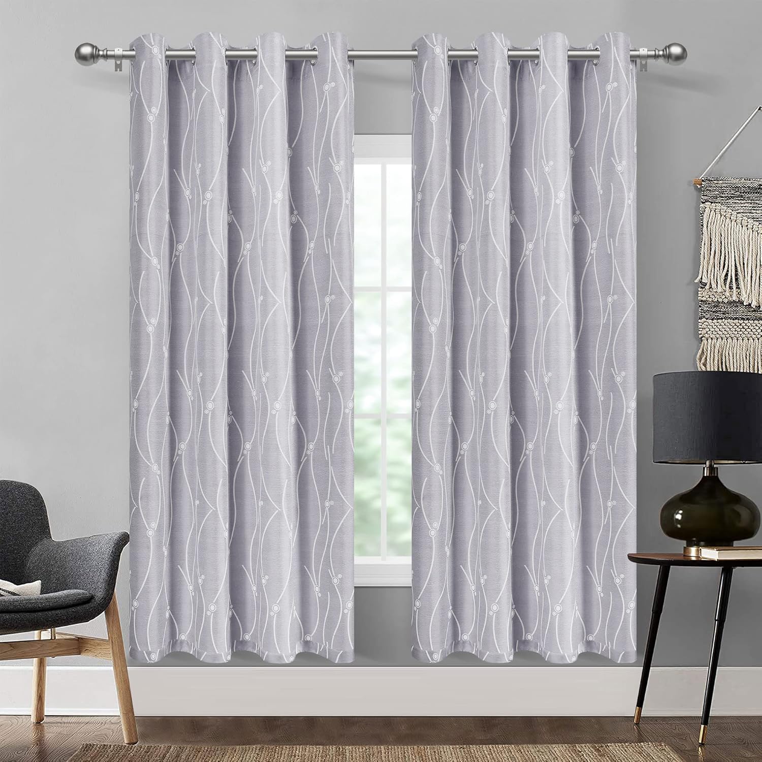 Gray Curtains 72 inch Length 2 Panel Set Grommet Linen