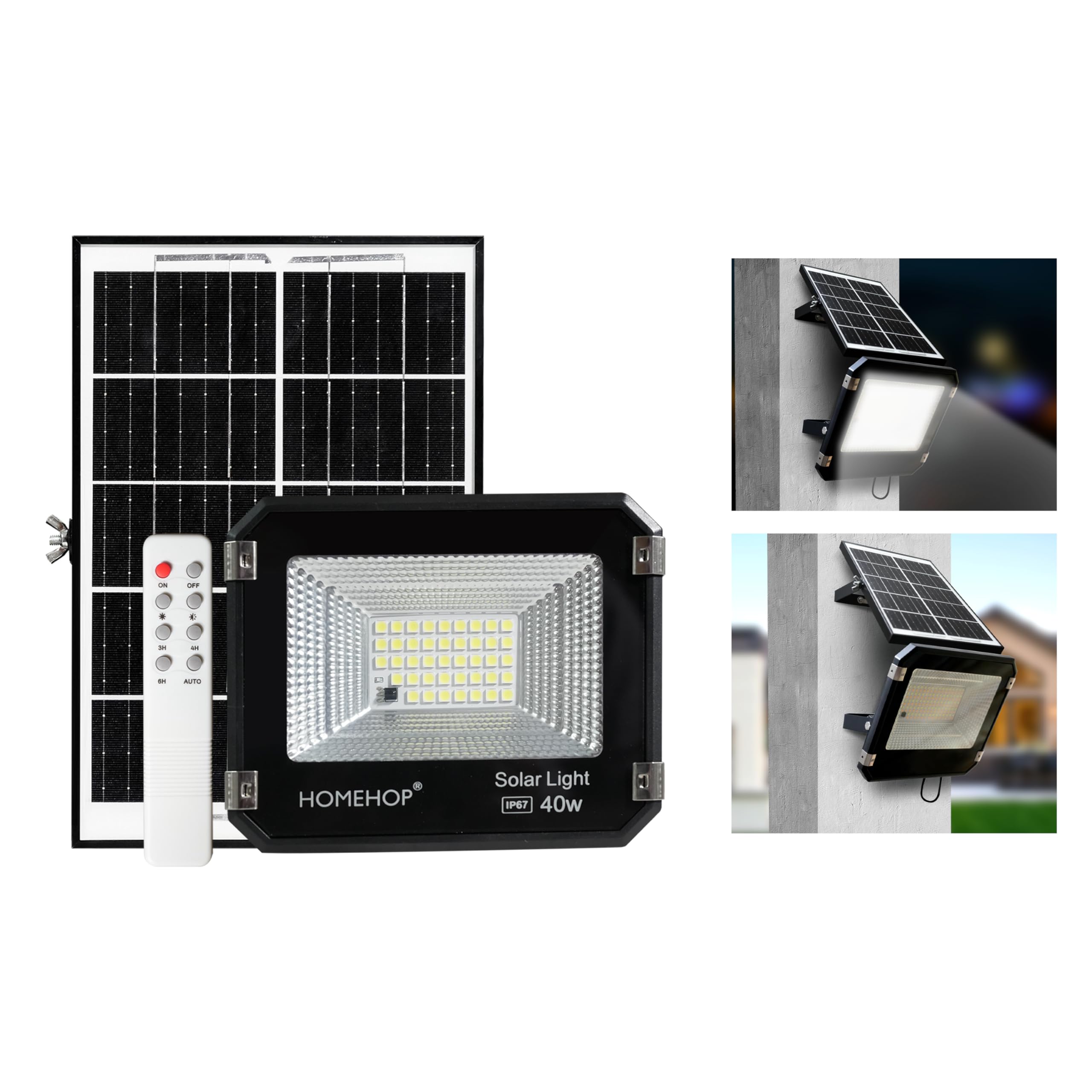 Homehop Solar Light Outdoor Home 40W LED Flood Waterproof Automatic Security Wall Lamp for Home, Garden, Balcony, Pathway and Patio (3AH, ABS, 42 LED)