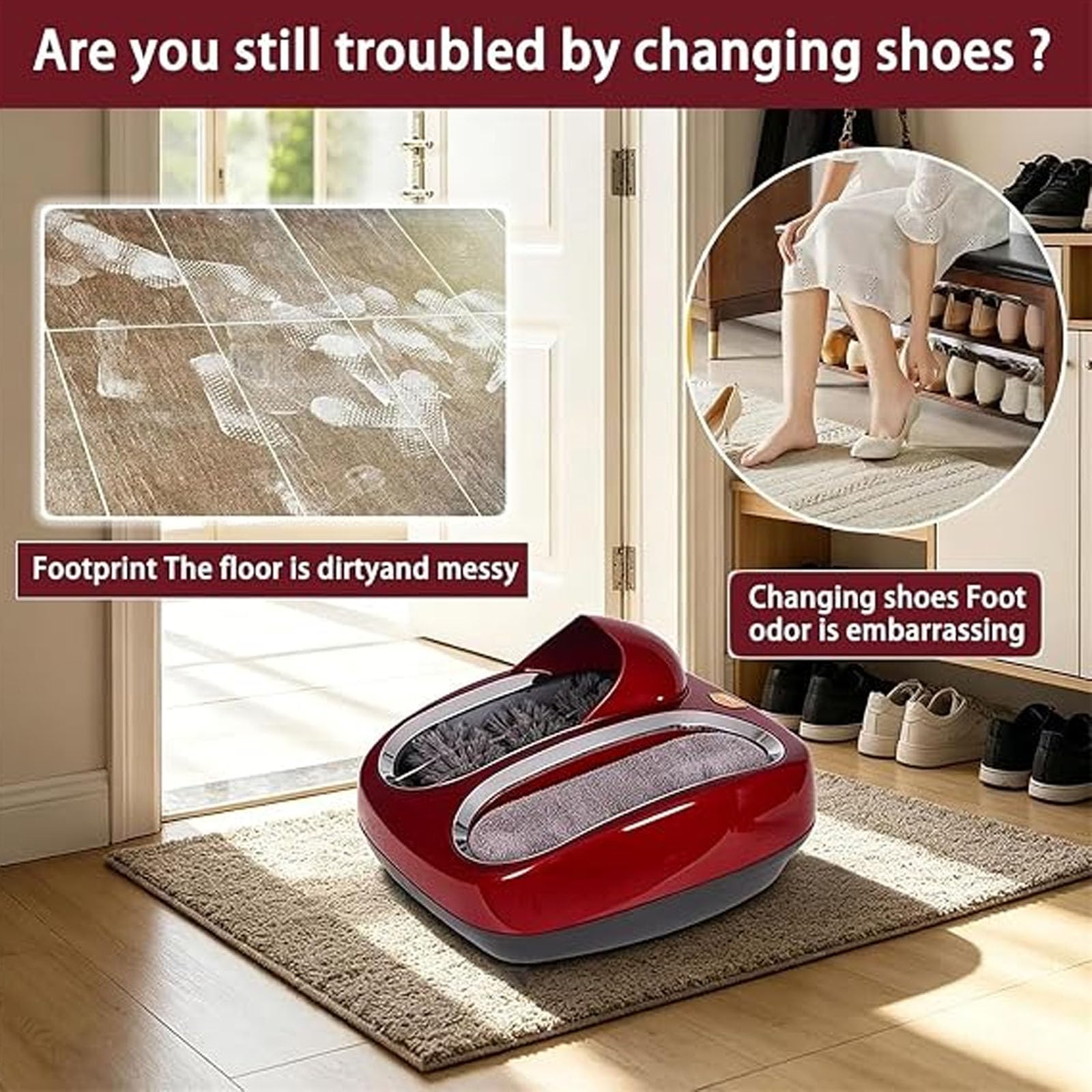 Máquina Inteligente para La Limpieza De Suelas, Limpiadora Y Pulidora De Zapatos Automática por Inducción con Almohadilla Absorbente De Agua, Bandeja De Agua Extraíble Y Gold