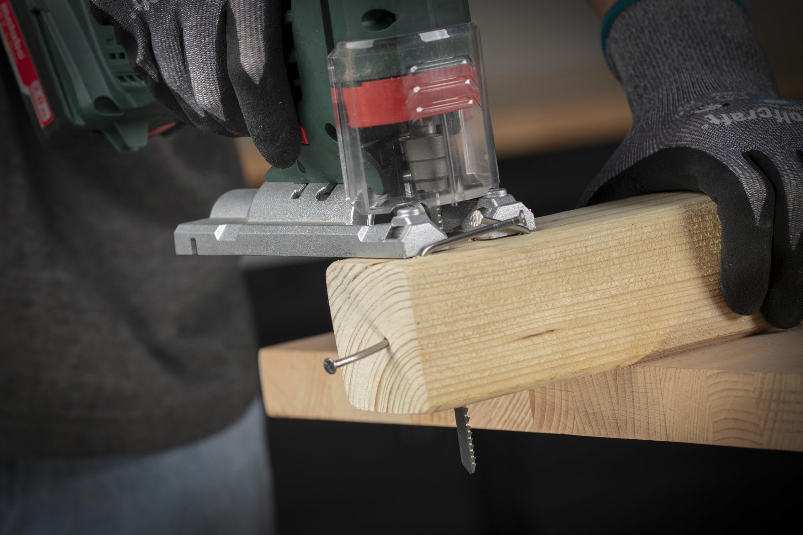 wolfcraft 10 brzeszczotów do wyrzynarki – szybkie cięcie – bimetalowe ostrze z trzonkiem T – idealne do drewna z obcym materiałem – głębokość cięcia 65 mm – 8032100