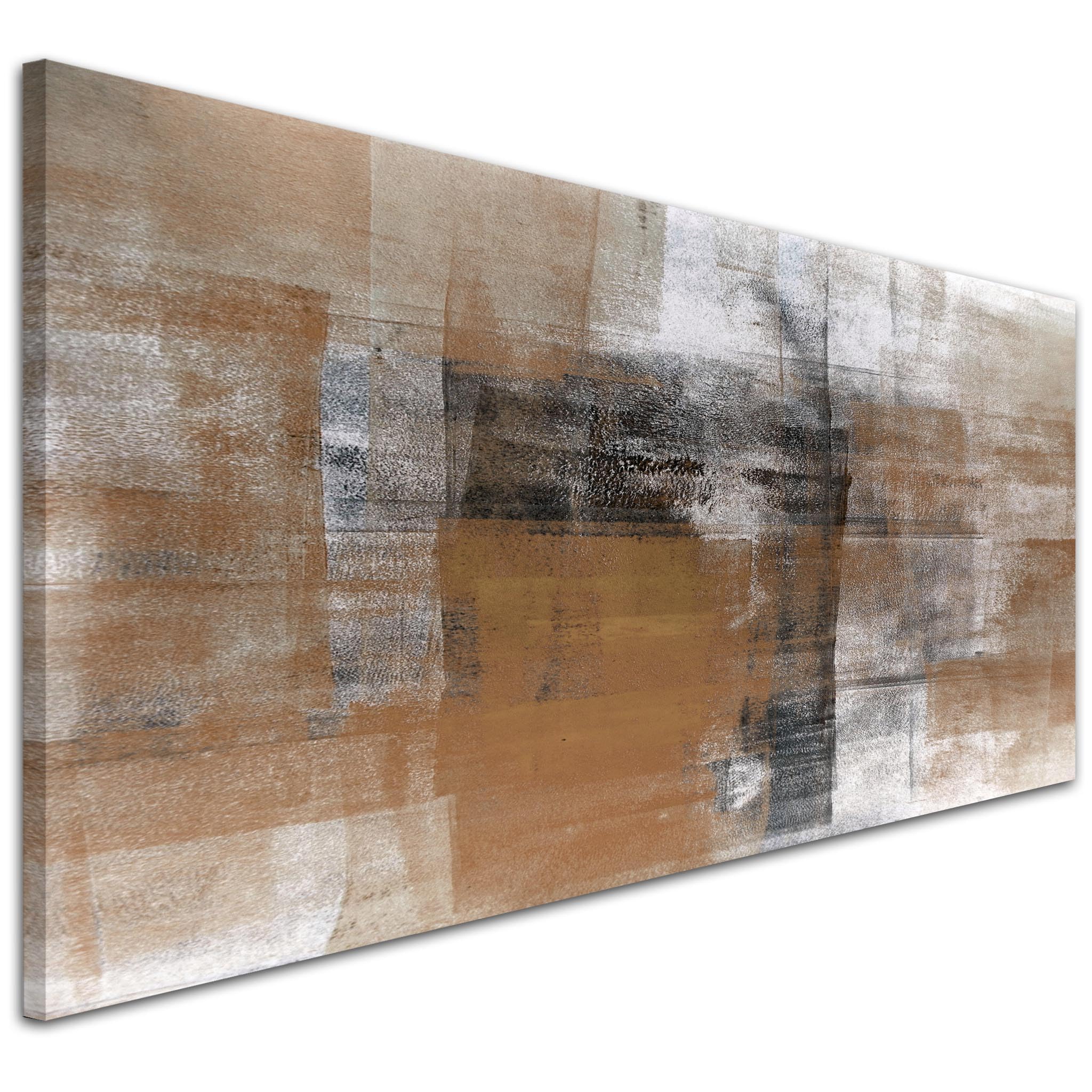 Wallfillers Long Wide Horizontal Framed Wall Art Print - Over Bed Couch Sofa - Panoramic Canvas - Orange Abstract Picture - L - XL - XXL (Orange 2, 118 x 49cm - STRETCHED Canvas L)