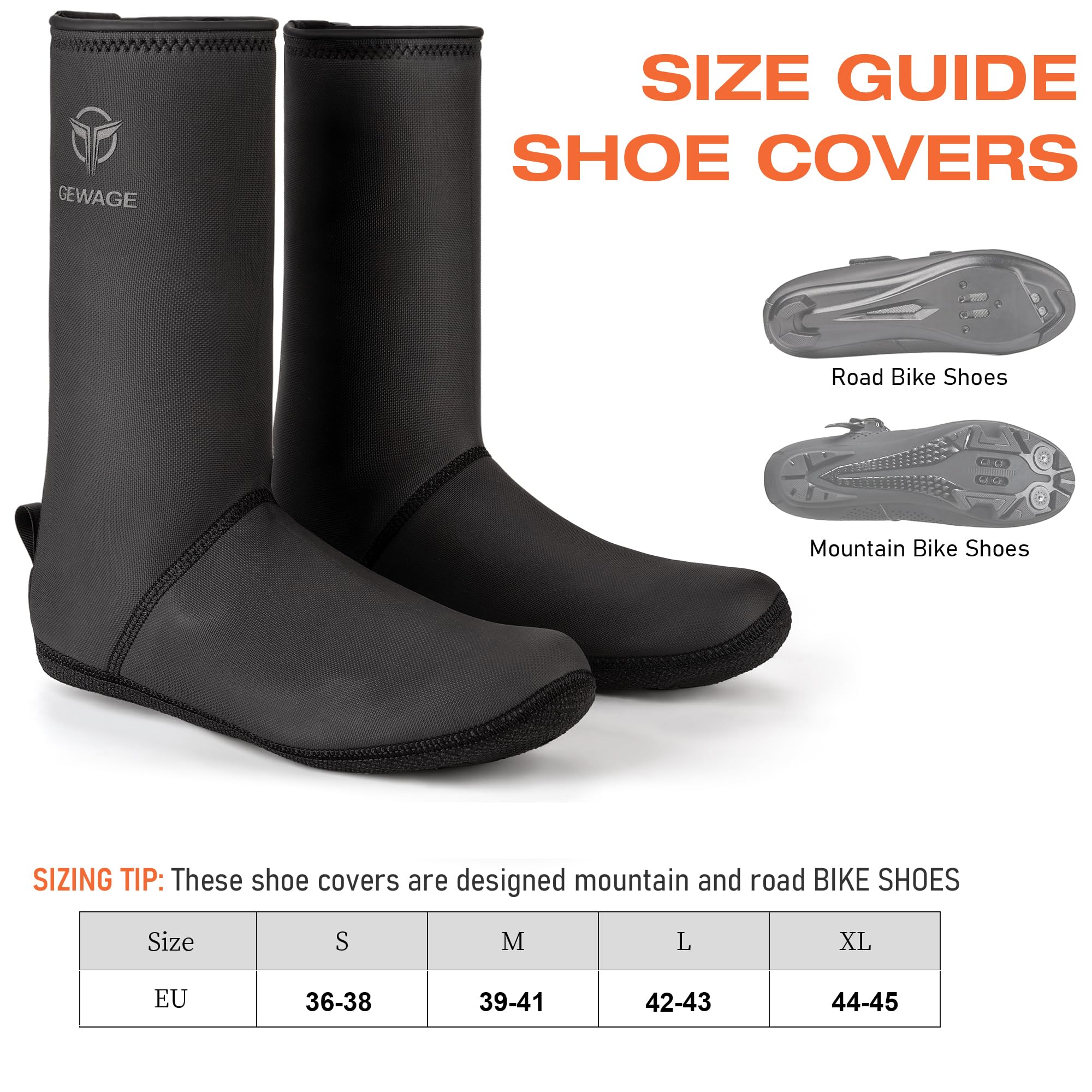 GEWAGEA Sovrascarpe Termiche Impermeabili per Bici Inverno | Hydrotec Neoprene 4 mm con Suola Kevlar, Antivento e Idrorepellente, Riflettenti | Sovrascarpe Bici S–XL