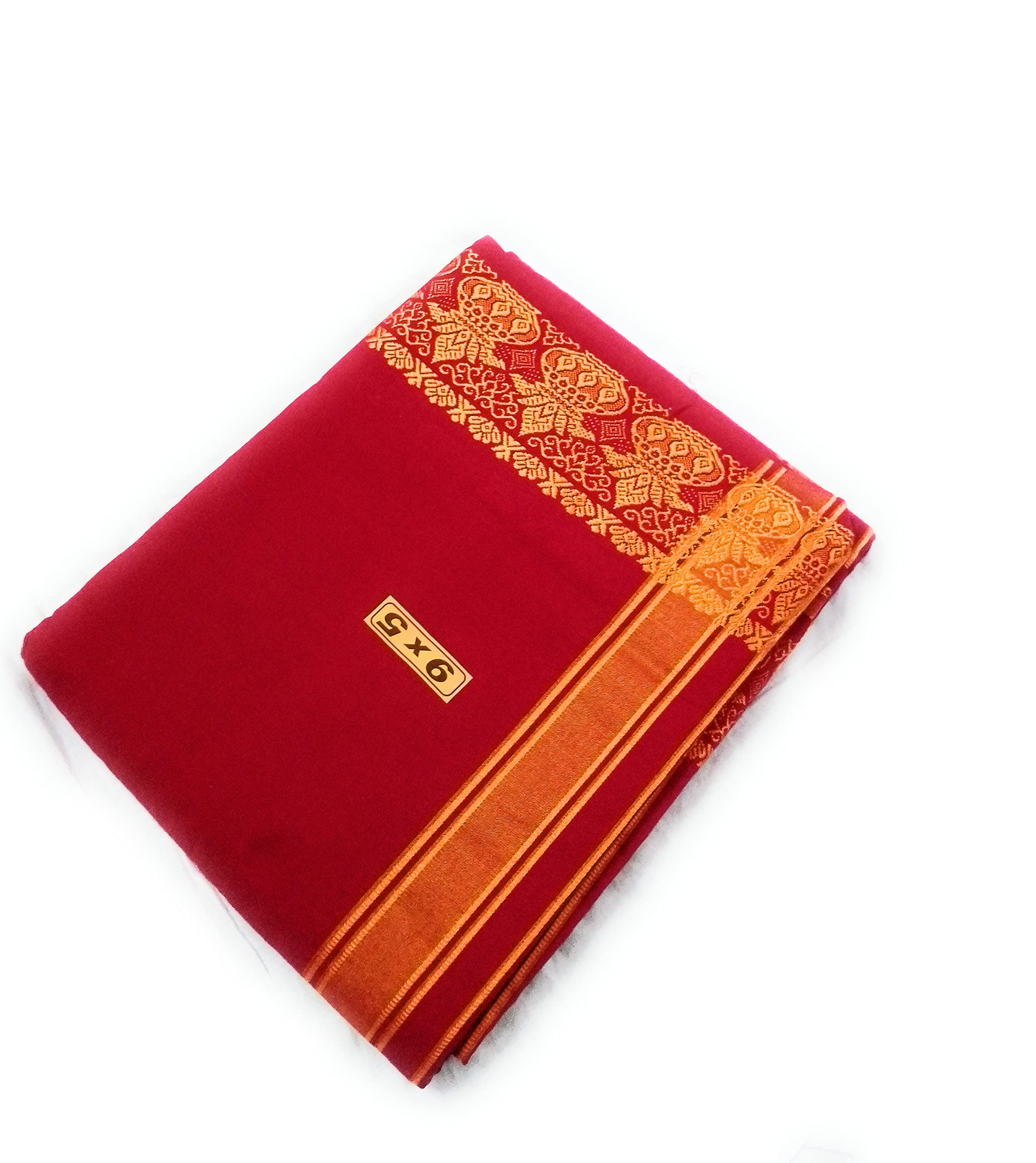 cotton colors Men's Traditional Pure Cotton Bleached White Dhoti Border Size 9X5 (or) 4.15 Mtr Dhoti with 2.30 Mtr Angavastram_SG017-picture-45