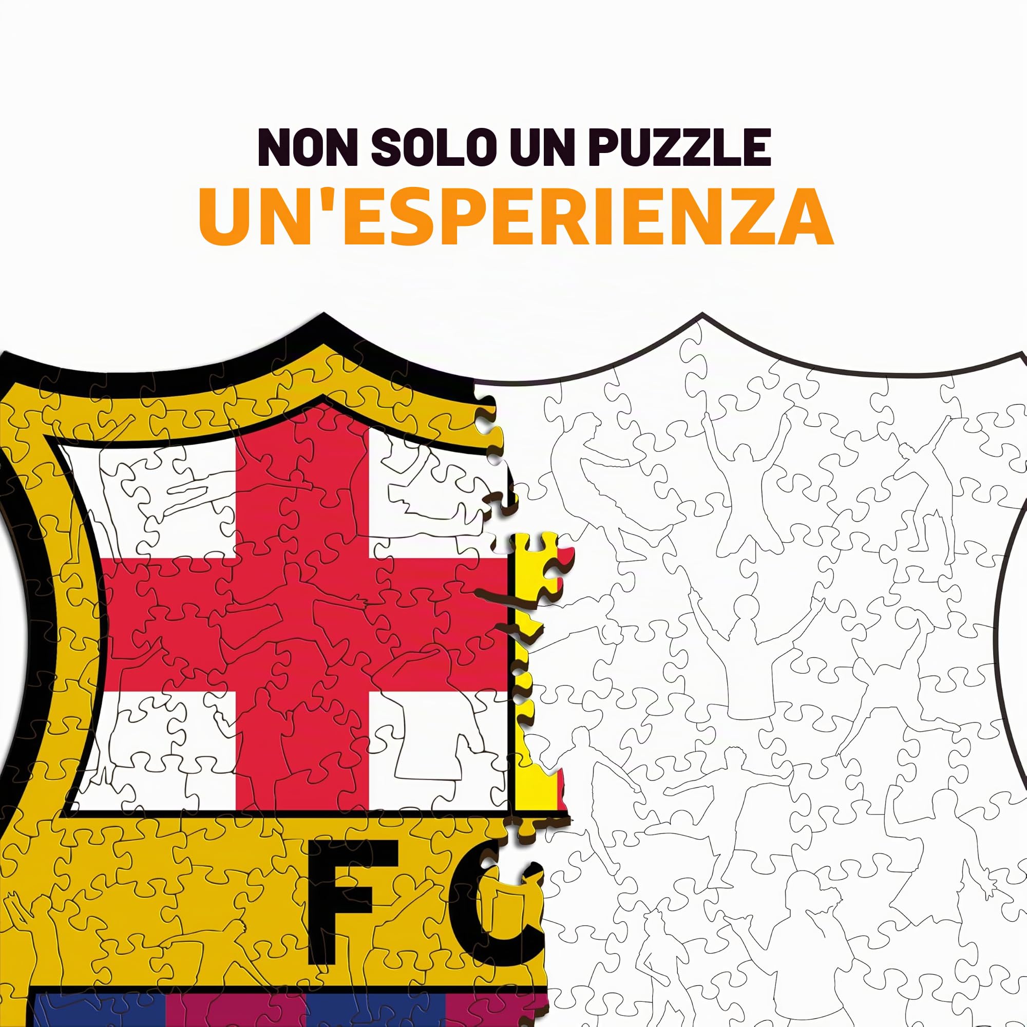 Iconic Puzzles, Barcellona Logo, Prodotto Ufficiale, Puzzle in Legno per Adulti e Bambini, Legno 100% Sostenibile