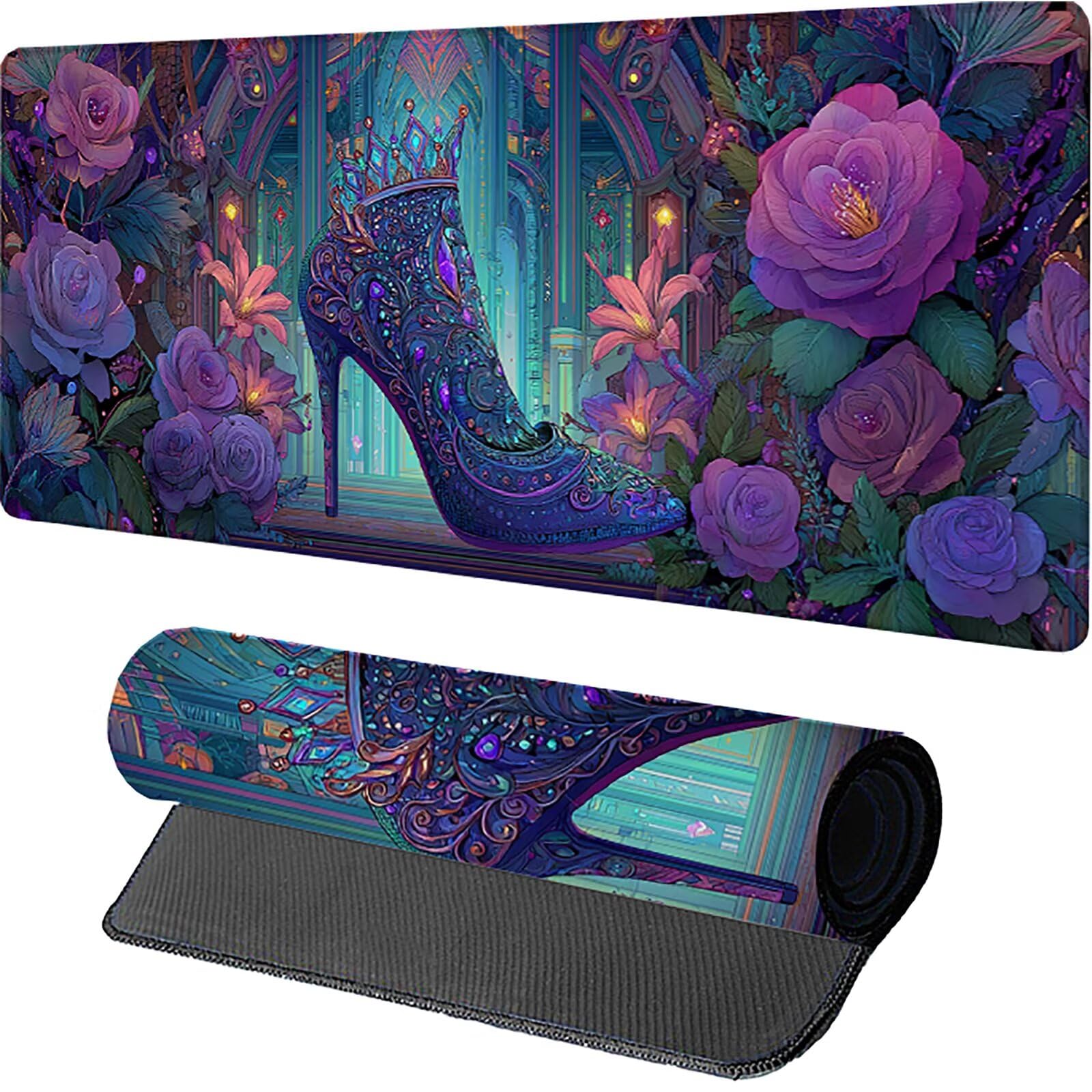 Różowa podkładka pod mysz do gier 1600x800x3mm, Oniryczna podkładka pod mysz XXL, podkładka pod mysz na biurko, podkładka pod mysz z gumową podstawą, akcesoria biurowe, mysz ze szwami na krawędziach