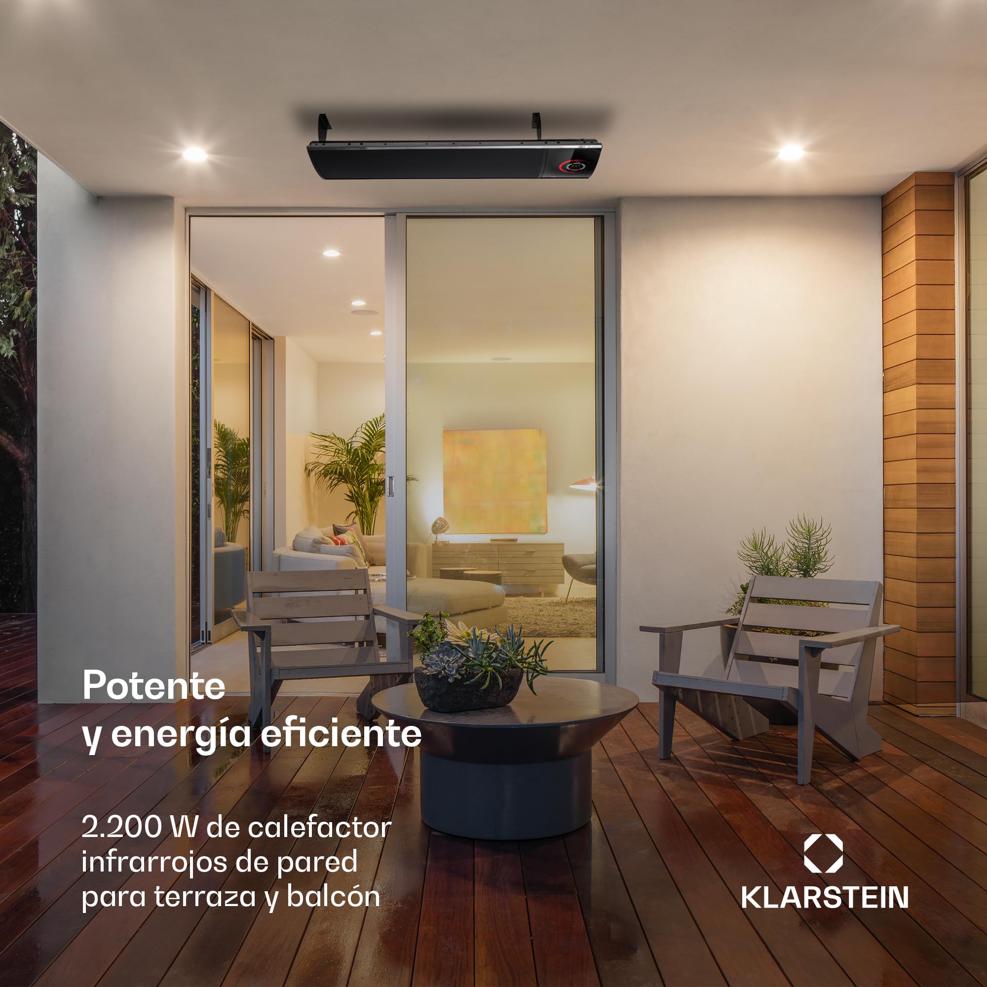 Blumfeldt CosmicBeam Ultra - Radiador Infrarrojo, Estufa 2200W, Display LED, De 5 a 45 °C, Temporizador 9 HS, Mando a Distancia, Material de Montaje en la Pared, Modo Eco, Negro