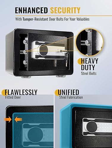 Miniatura 8 de Caja fuerte, Caja fuerte para el hogar con bolsa impermeable ignífuga, teclado, cajas fuertes de seguridad para documentos, joyas, dinero, armas de