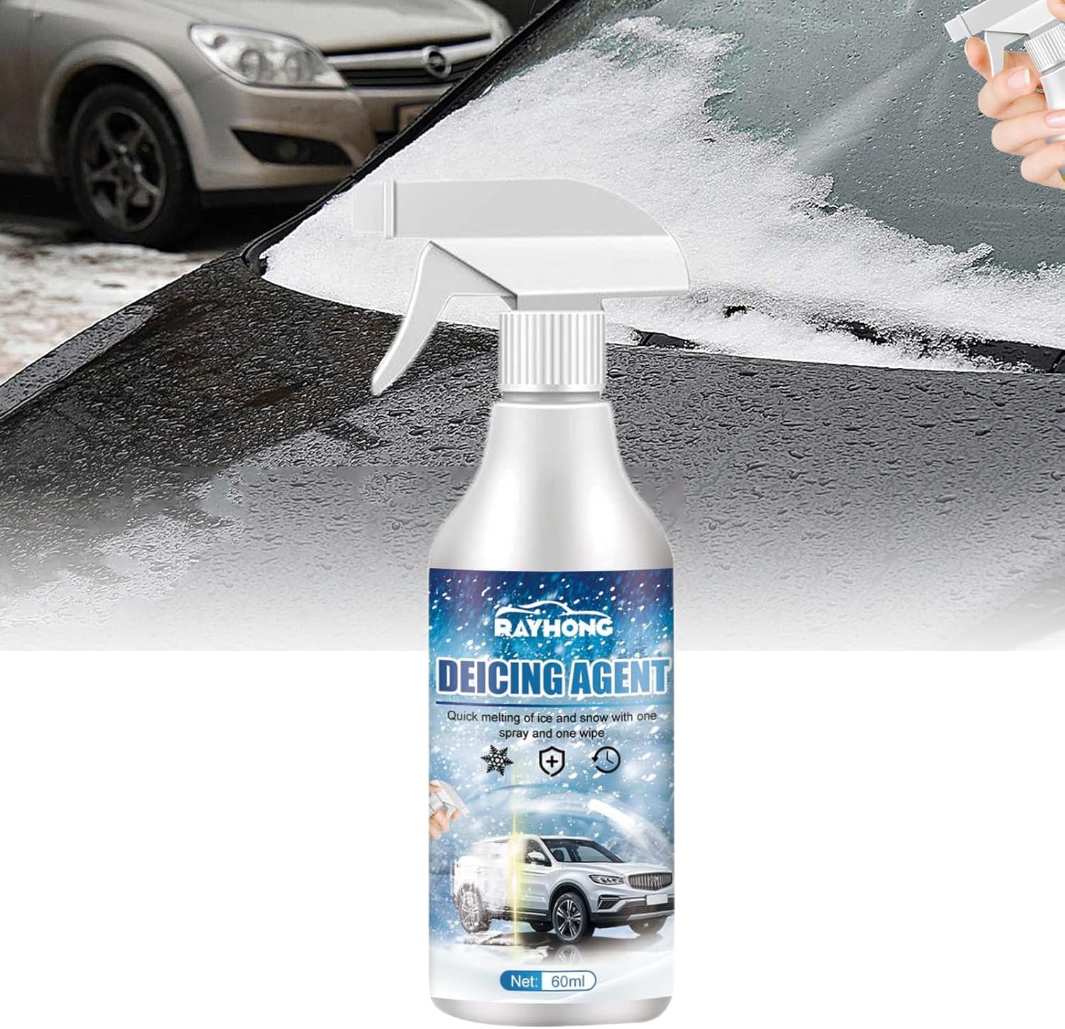 Defrosting DeIcer Spray, Car Windshield Deicer Snow