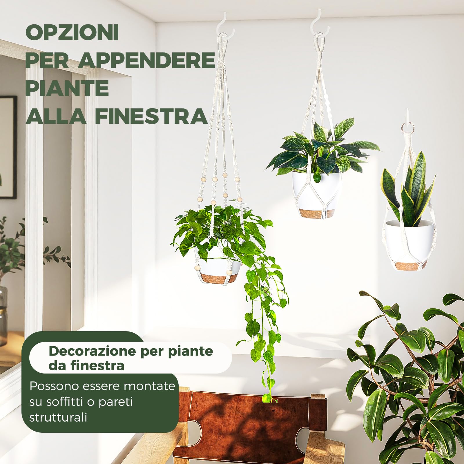 Bamworld Porta piante da interno in metallo da parete, portavasi da interno moderni, supporto per piante da interno salvaspazio, design nero minimal, adatto per soggiorno, balcone e giardino