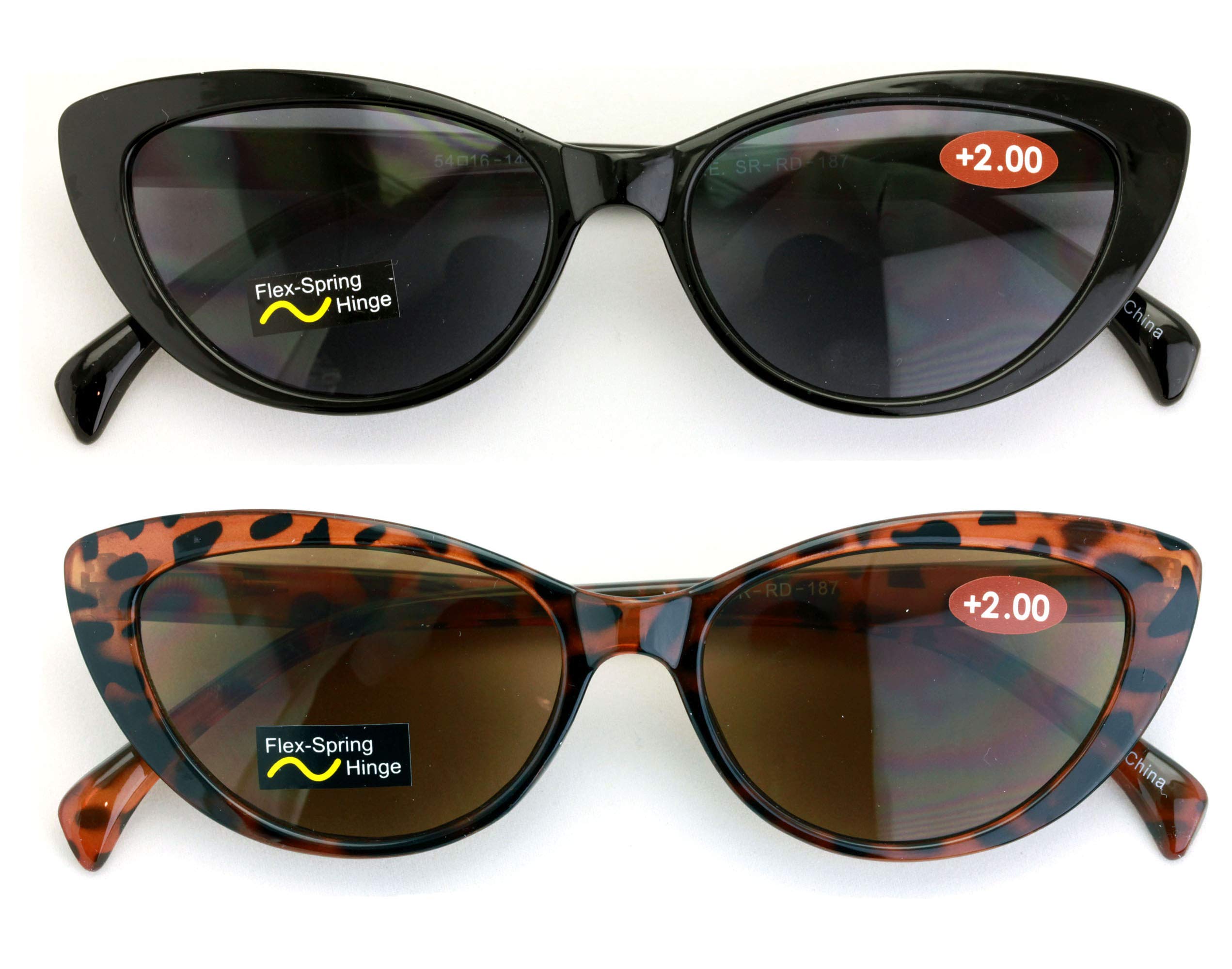 V.W.E. 2 Pairs Women Cateye Black Tortoise Reading Sunglasses - Outdoor Cat Eye Readers