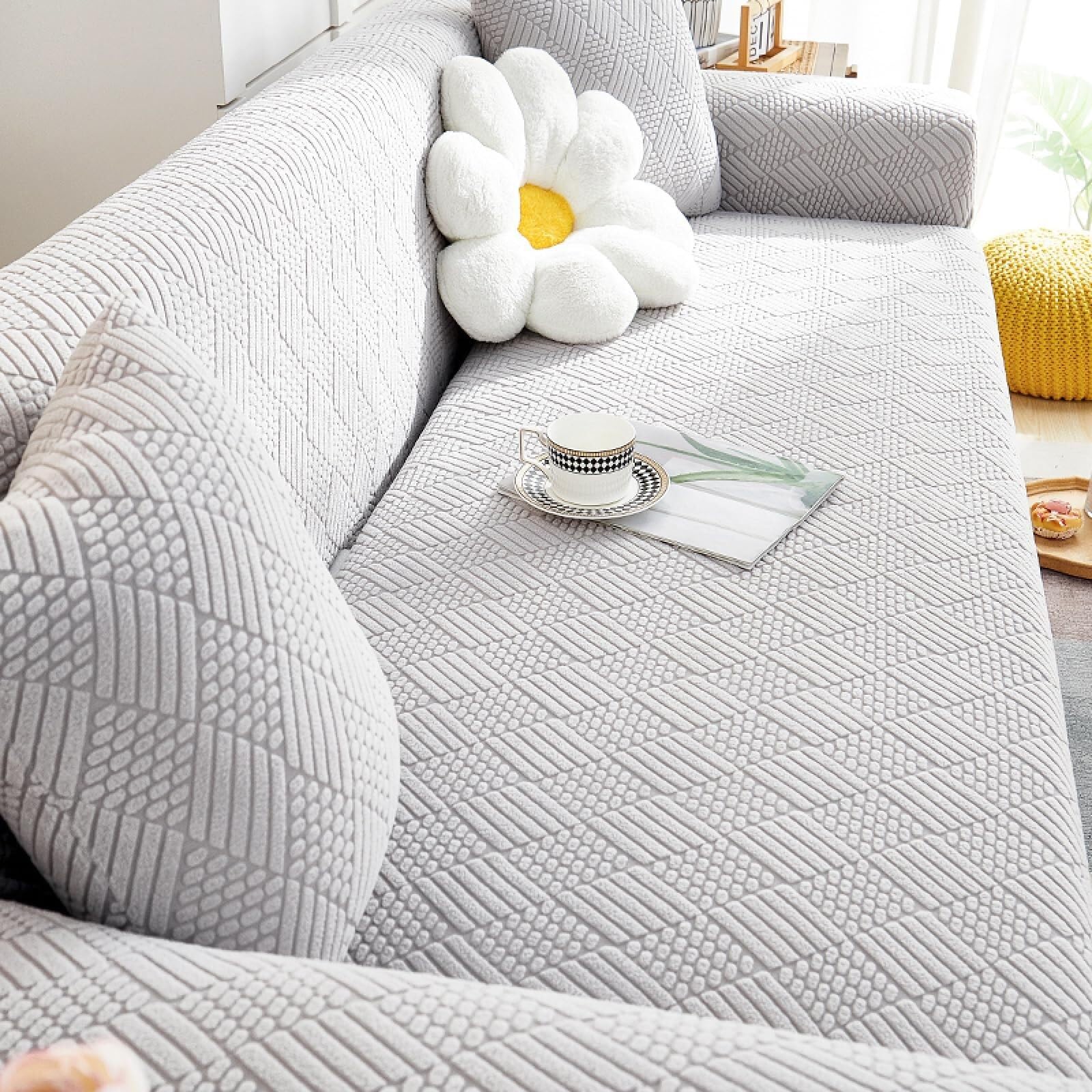 Copridivano universale antiscivolo, elasticizzato, morbido, protezione futon, per divano a 1/2/3/4 cuscini, grigio fumo (90-140 cm), copertura per un facile rinnovamento della casa