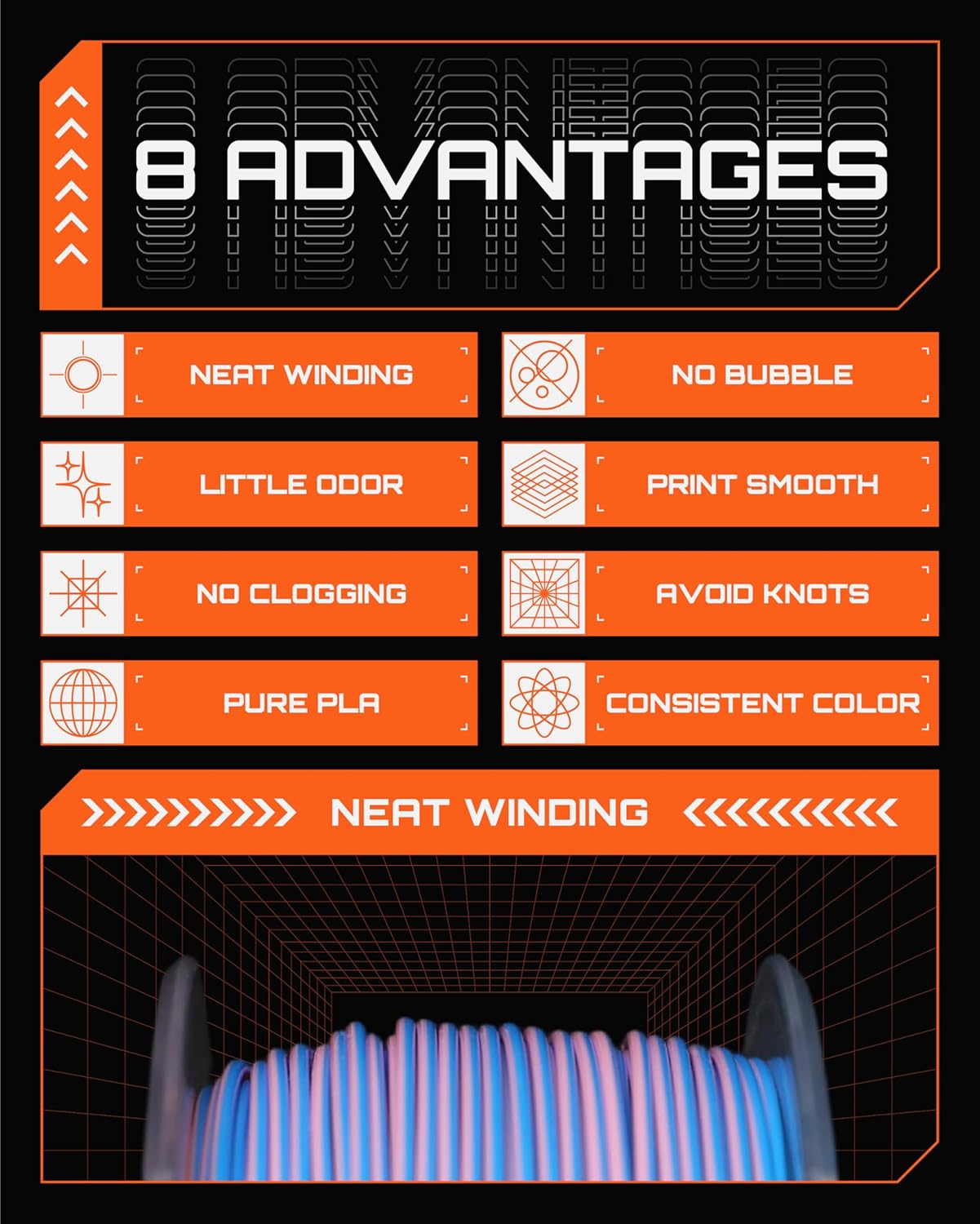 R3D Tri Color Silk PLA Filament, Co-Extrusion 3D Printer Filament 1.75mm, 30-370 mm/s High Speed PLA, Dimensional Accuracy +/- 0.02 mm, 1KG Plastic Spool (Silk Blue-Purple-Pink) - Image 6