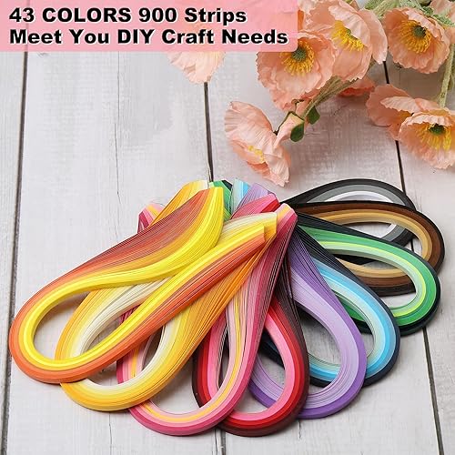 Miniatura 6 de PATIKIL Juego de papel de quilling, kits de papel con 43 colores, 900 tiras de papel (ancho 0.197 pulgadas), 10 herramientas de quilling para